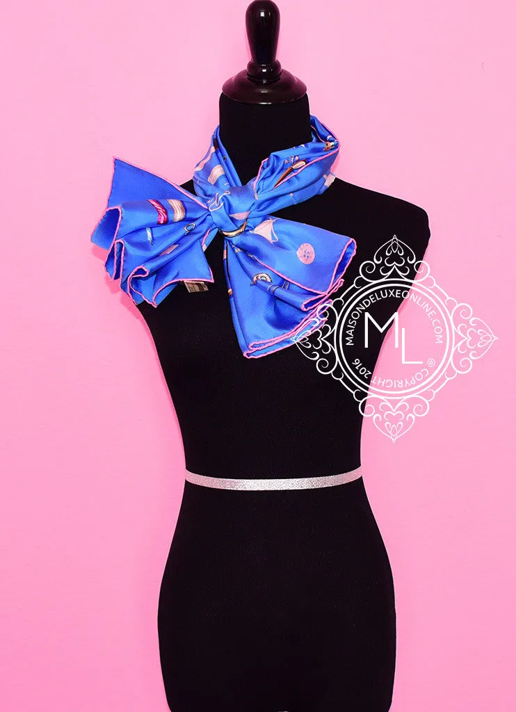 Hermes Blue Twill Silk 90 cm In The Pocket Scarf