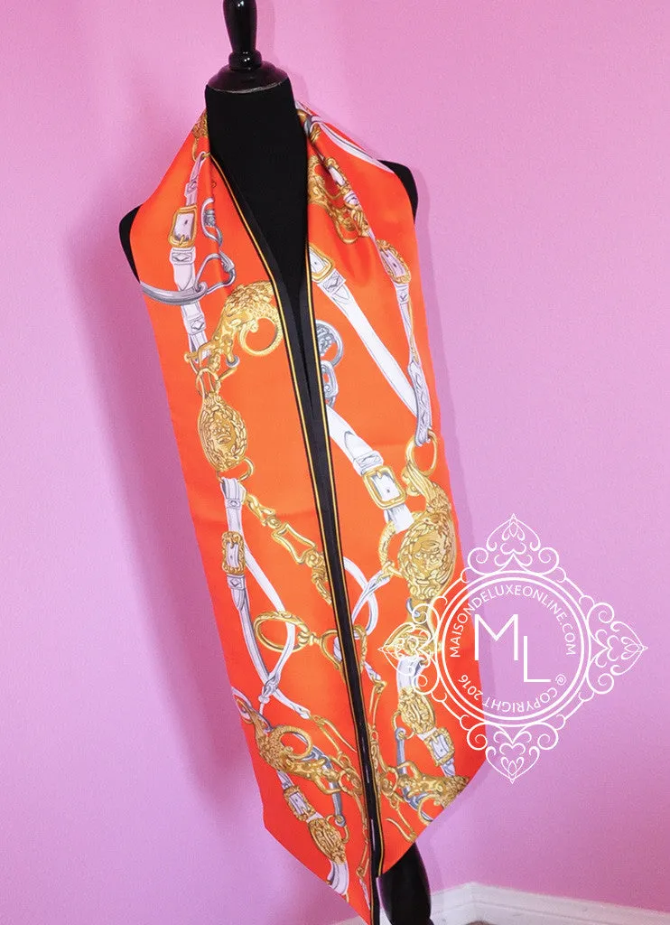 Hermes Capucine Brides de Gala Silk Maxi Twilly Shawl Scarf Wrap