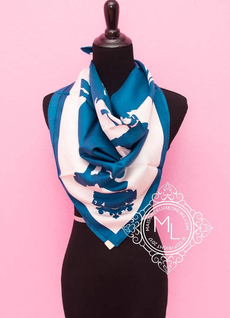 Hermes Green Twill Silk 90 cm Harnais de Cour Tattoo Scarf