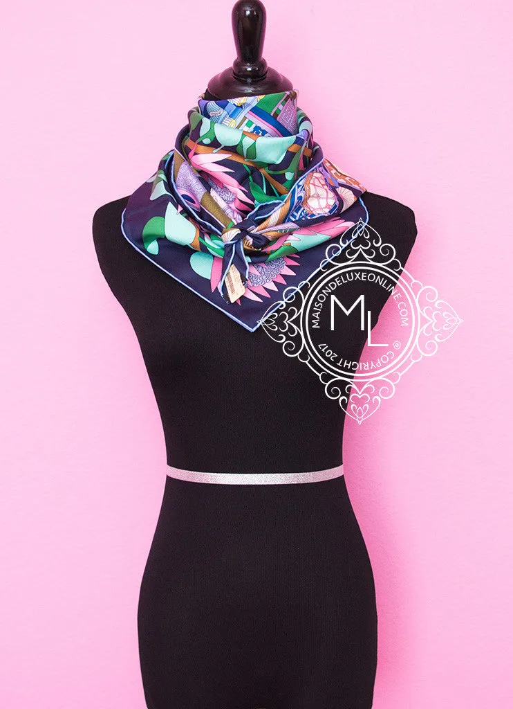 Hermes Marine Twill Silk 90 cm Les tresors d'un Artiste Scarf