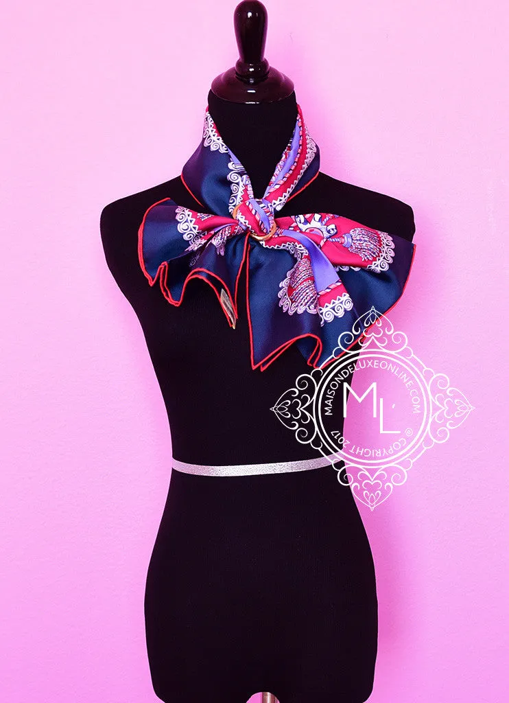 Hermes Parme Framboise Twill Silk 90 cm Paperoles Scarf