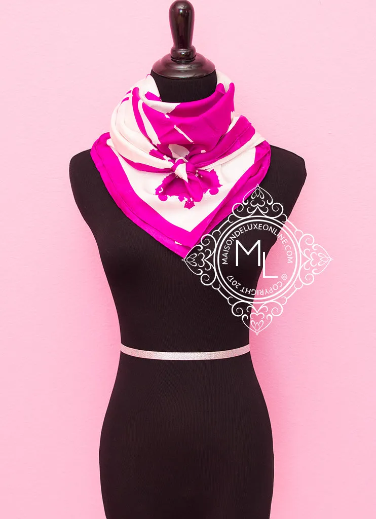 Hermes Pink Twill Silk 90 cm Harnais de Cour Tattoo Scarf