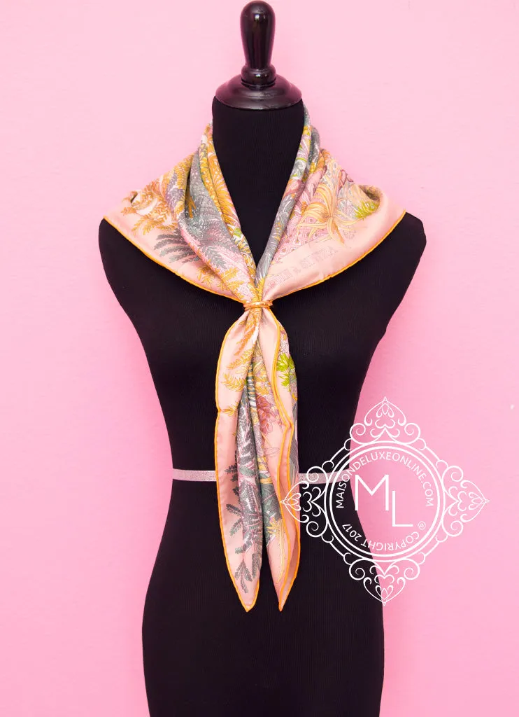 Hermes Pink Twill Silk 90 cm Jardin à a Sintra Scarf