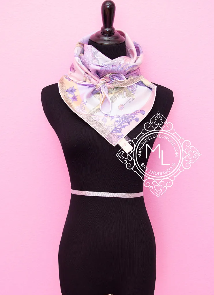 Hermes Purple Twill Silk 90 cm Della Cavalleria Favolosa Scarf