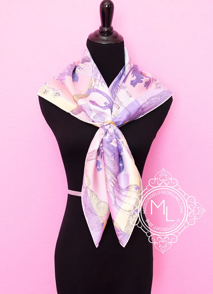 Hermes Purple Twill Silk 90 cm Della Cavalleria Favolosa Scarf
