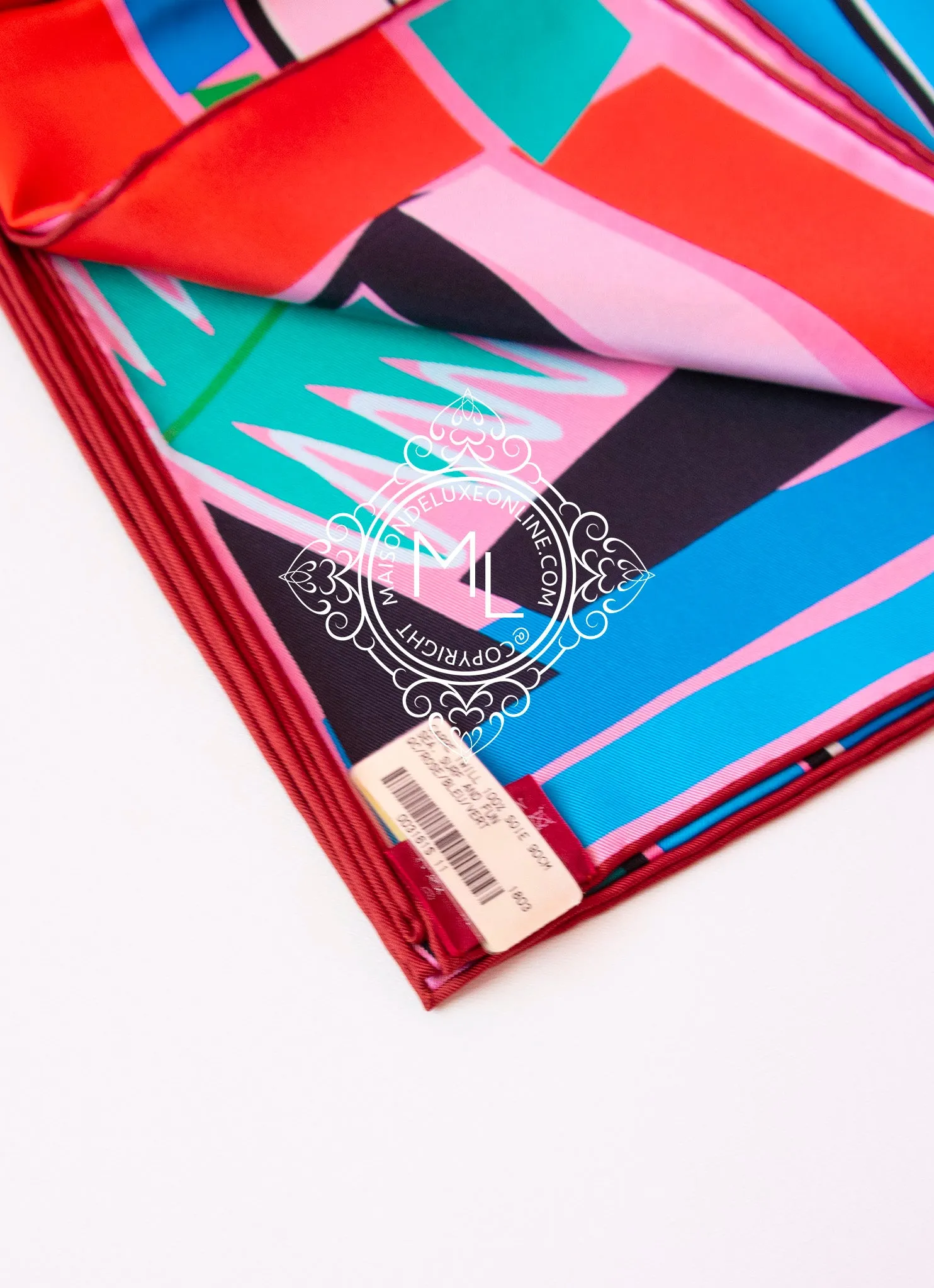 Hermes Red Blue Twill Silk 90 cm Sea Surf and Fun Scarf