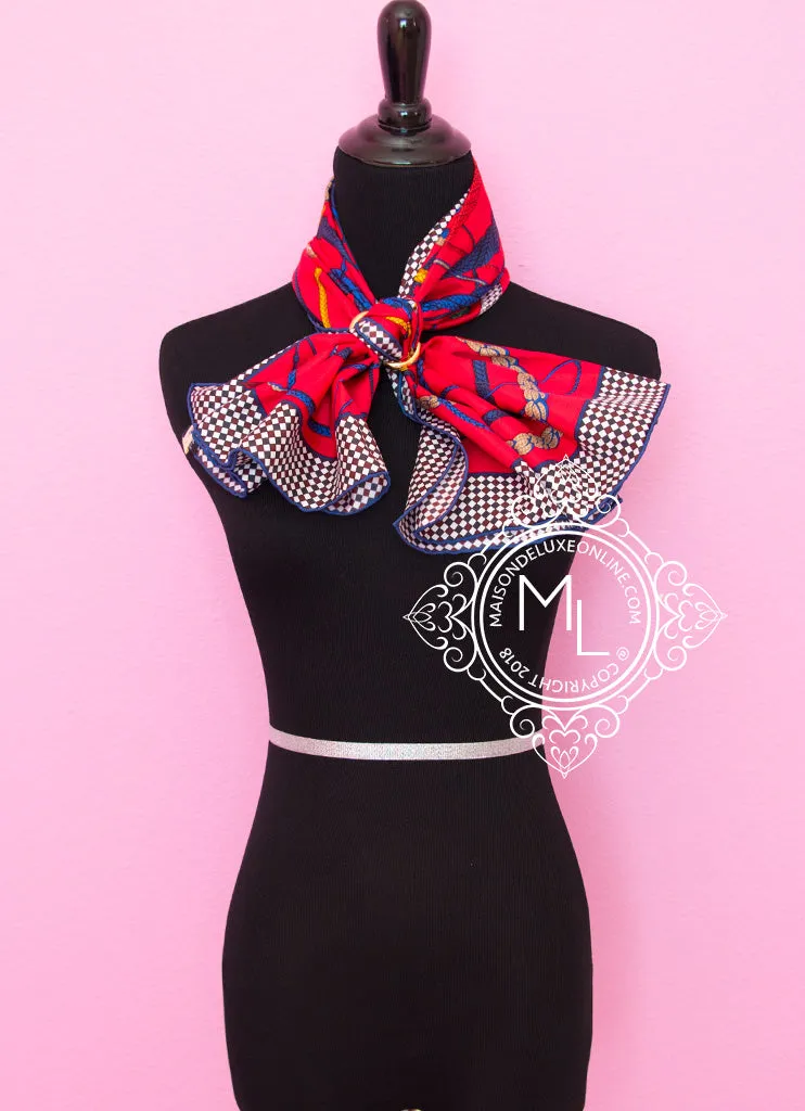 Hermes Red Twill Silk 90 cm Fouets et Badines Scarf