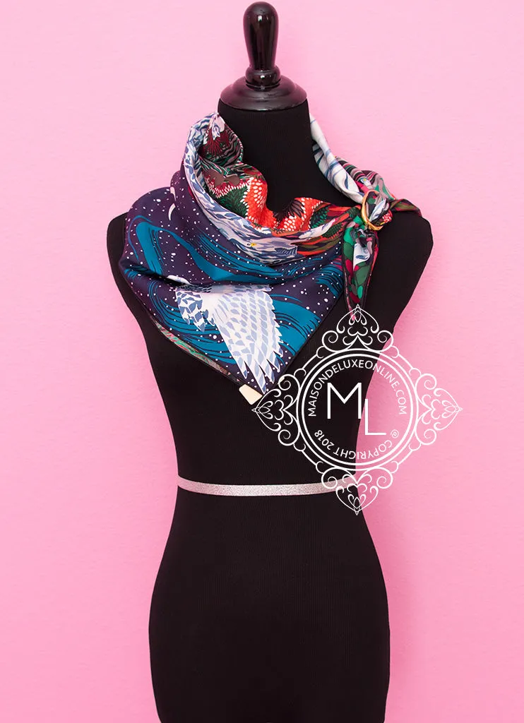 Hermes Red Twill Silk 90 cm Into the Canadian Wild Scarf