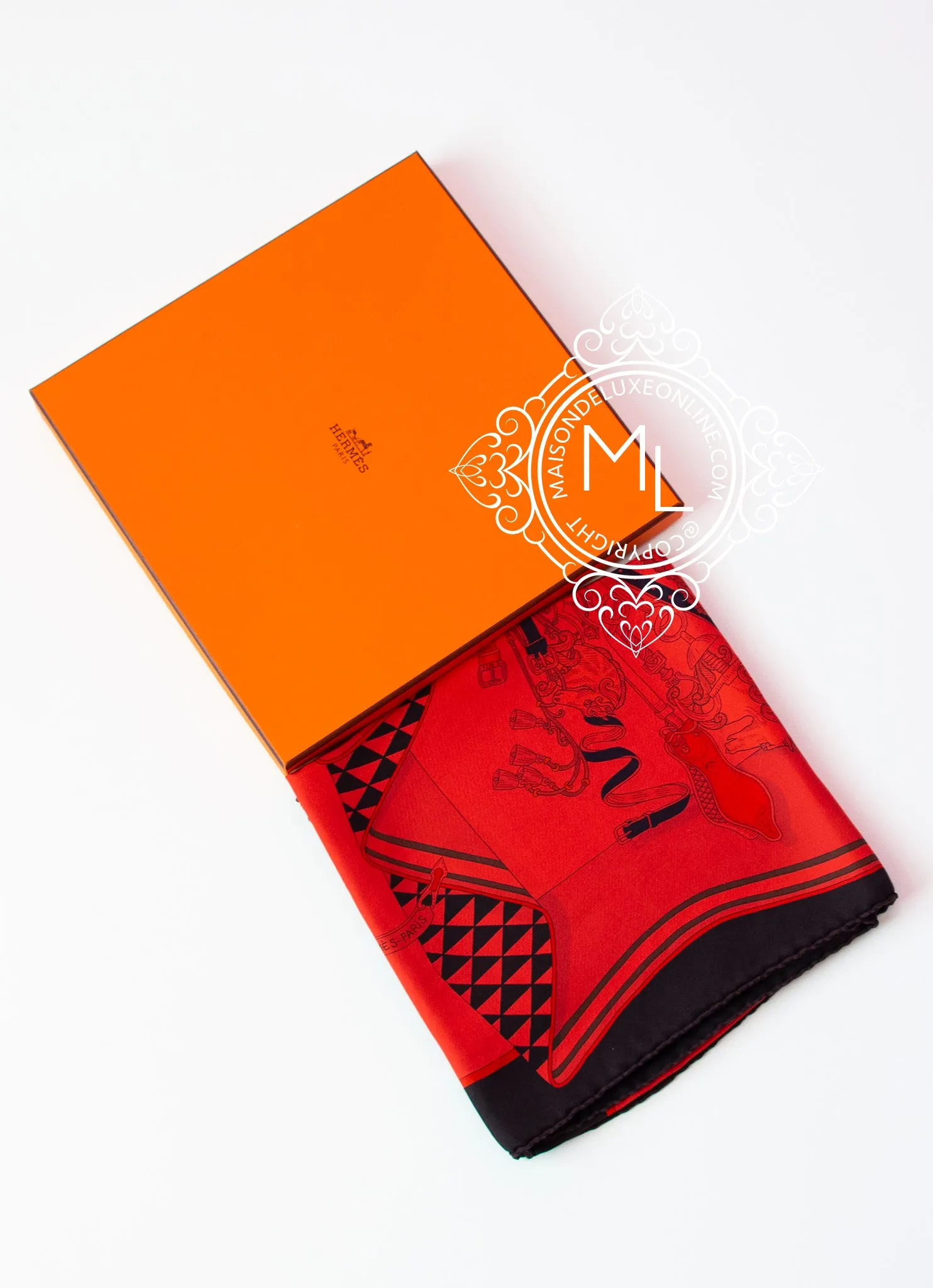 Hermes Rouge Dip Dye Surteint Silk 90 cm Bouquets Sellier Scarf