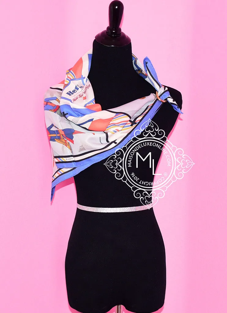 Hermes Silk 70 cm Blue Sports D'Hiver Scarf