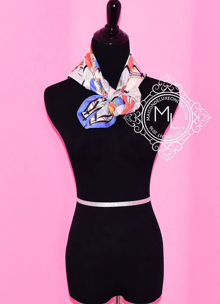 Hermes Silk 70 cm Blue Sports D'Hiver Scarf