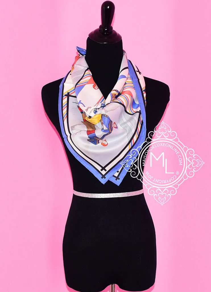 Hermes Silk 70 cm Blue Sports D'Hiver Scarf
