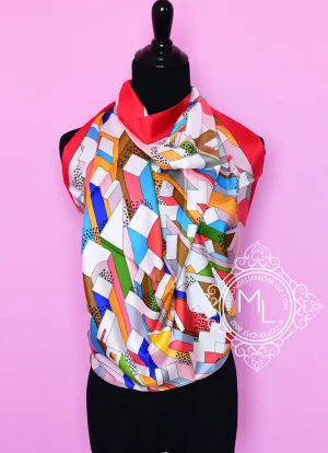 Hermes White Red Twill Silk 90 cm On a Summer Day Scarf