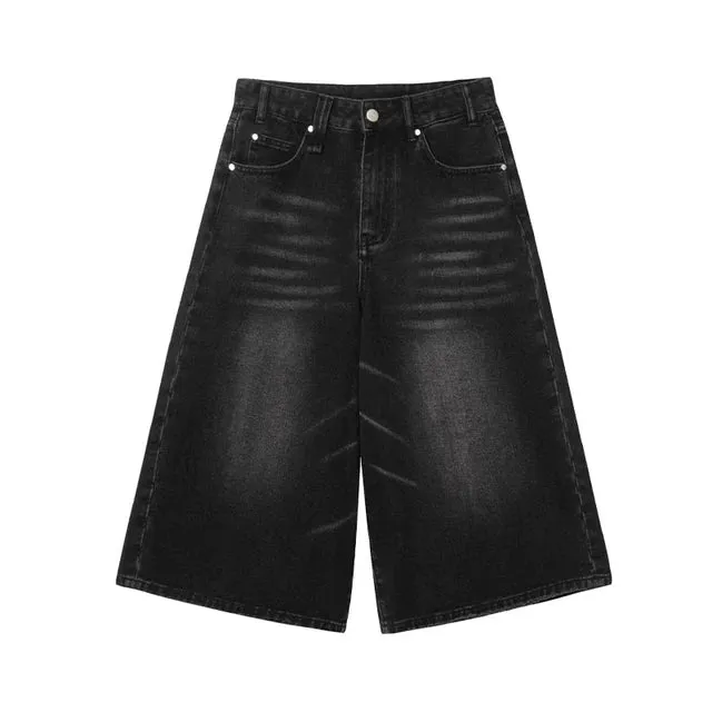Herren weite Jeansshorts im Harajuku Retro-Stil