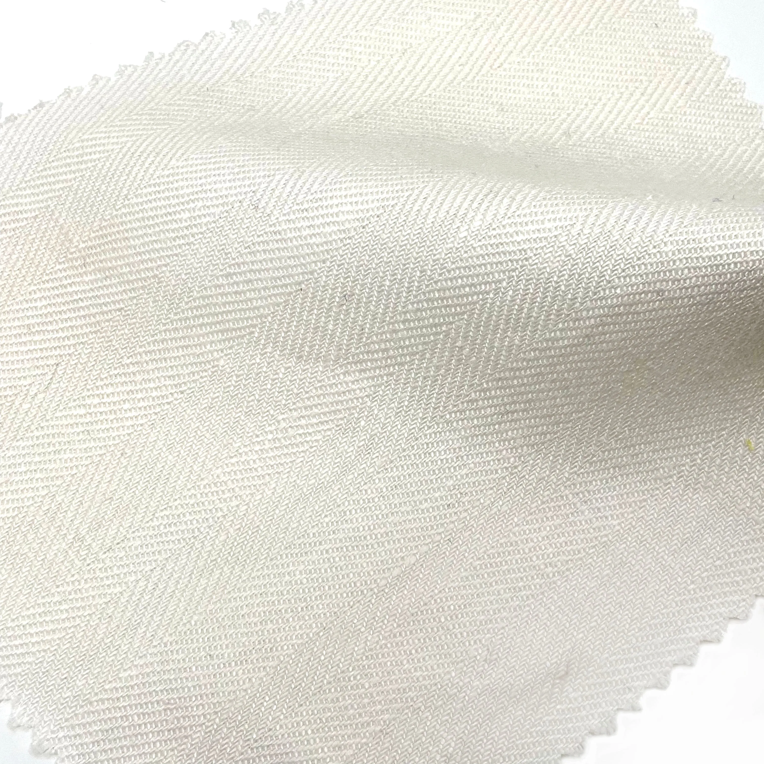 Herringbone 100% Natural Linen Fabric By The Yard/CL1047