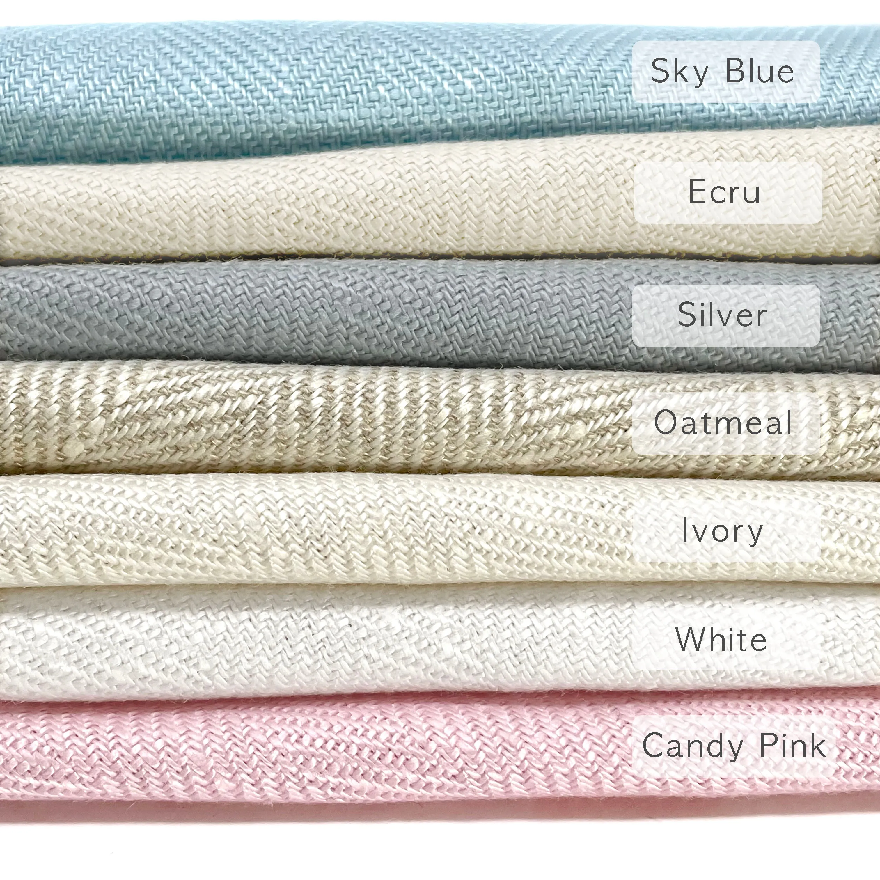 Herringbone 100% Natural Linen Fabric By The Yard/CL1047