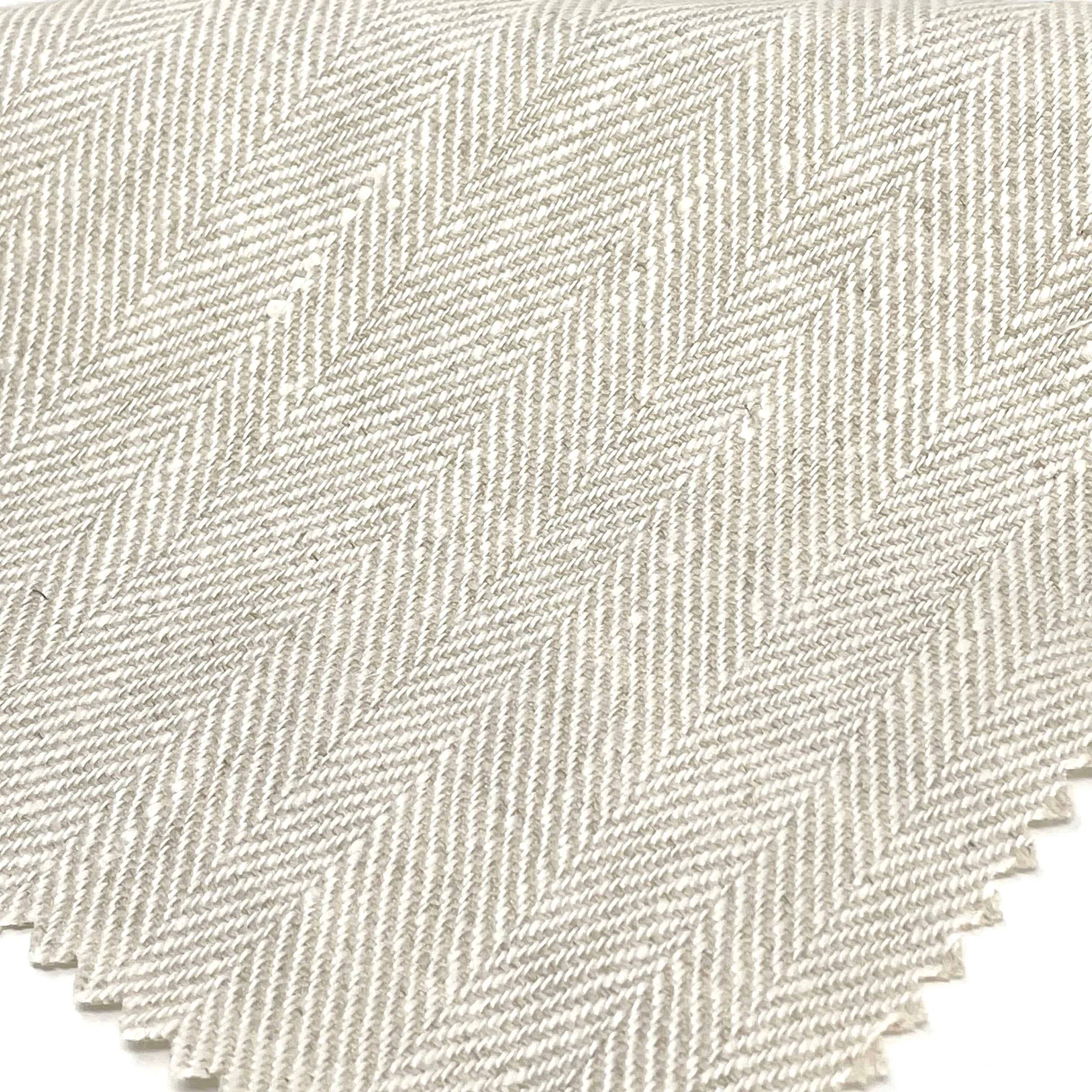 Herringbone 100% Natural Linen Fabric By The Yard/CL1047