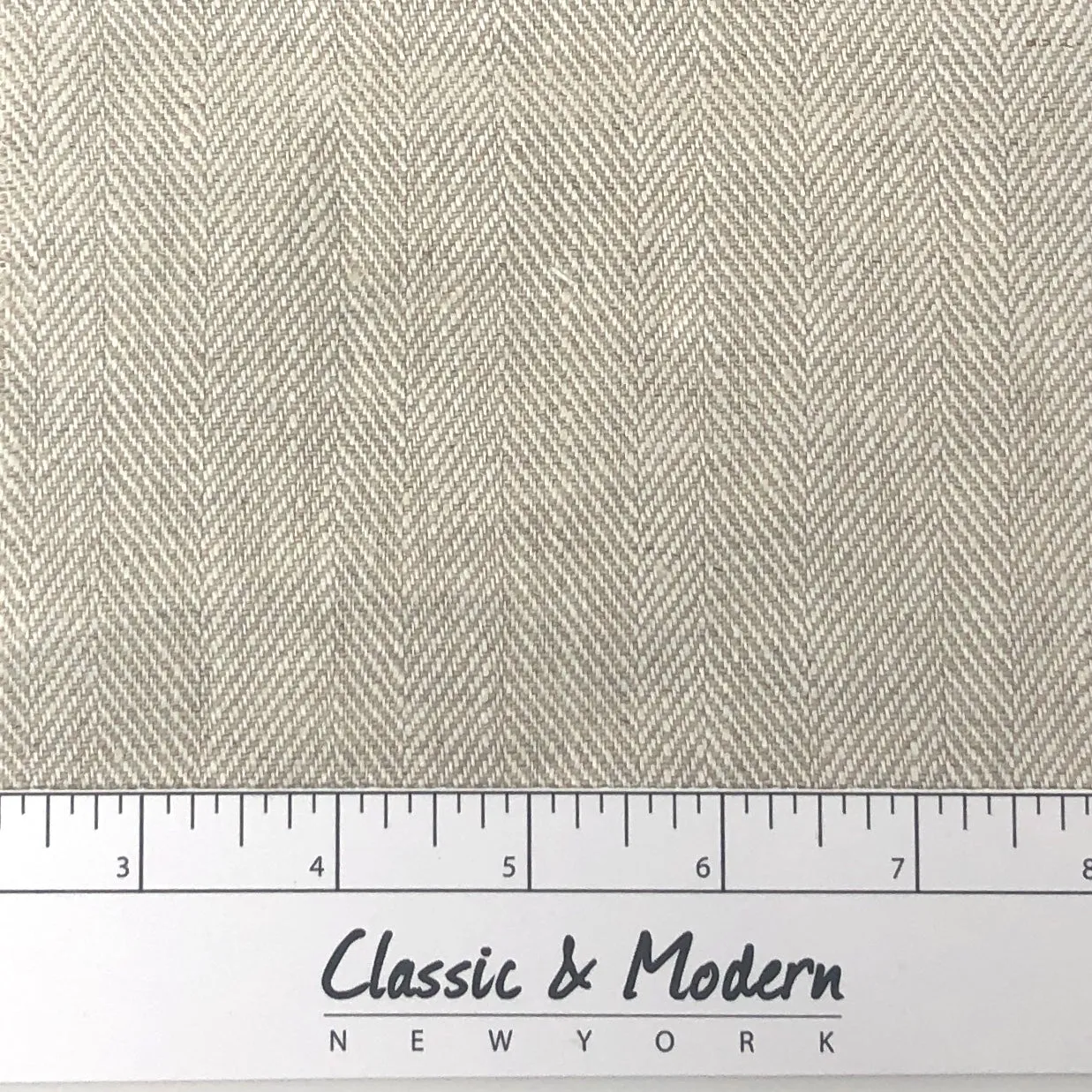 Herringbone 100% Natural Linen Fabric By The Yard/CL1047