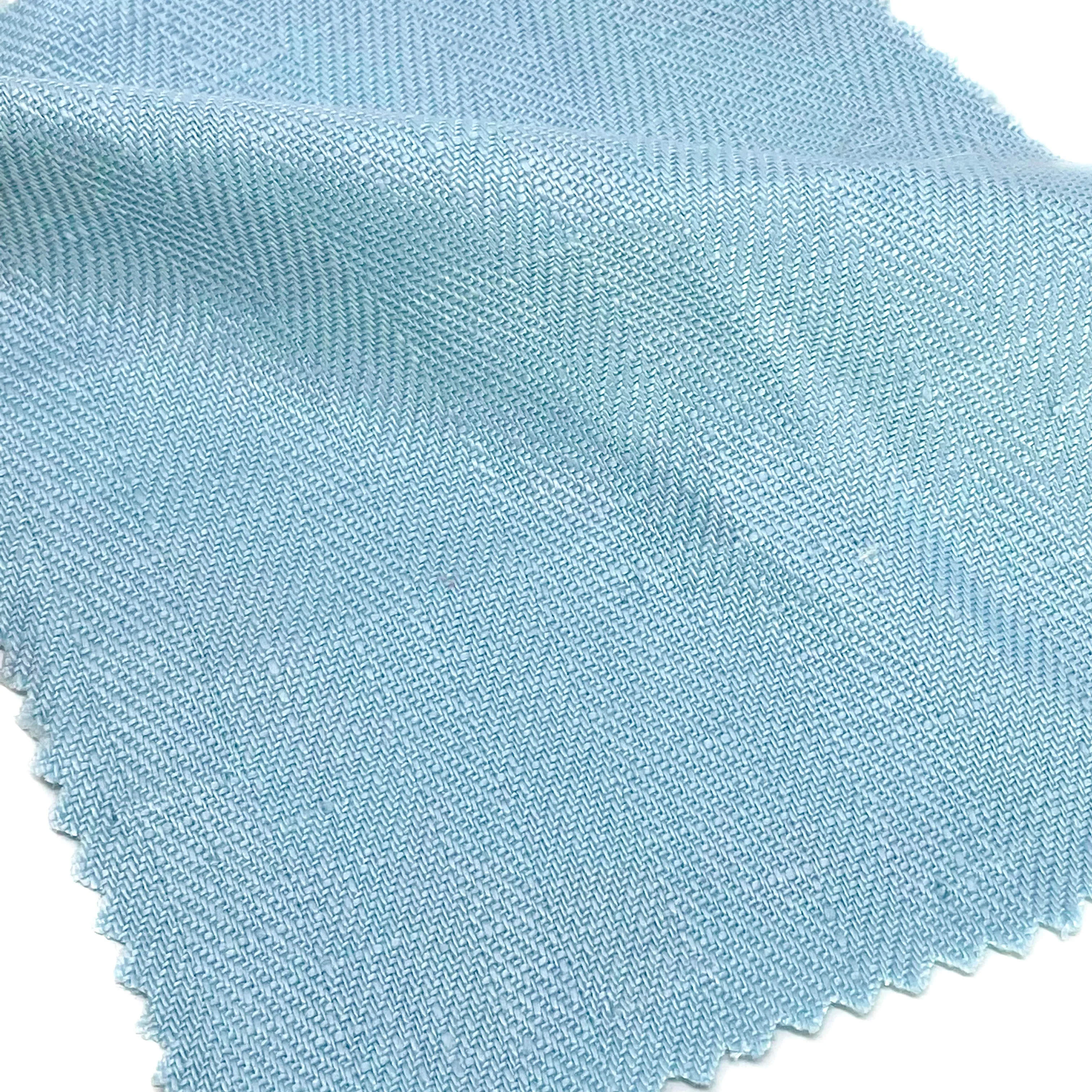 Herringbone 100% Natural Linen Fabric By The Yard/CL1047