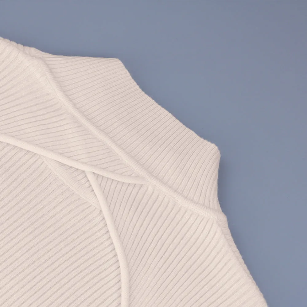 High Collar Bow Knot Backless Knit Sweaters White