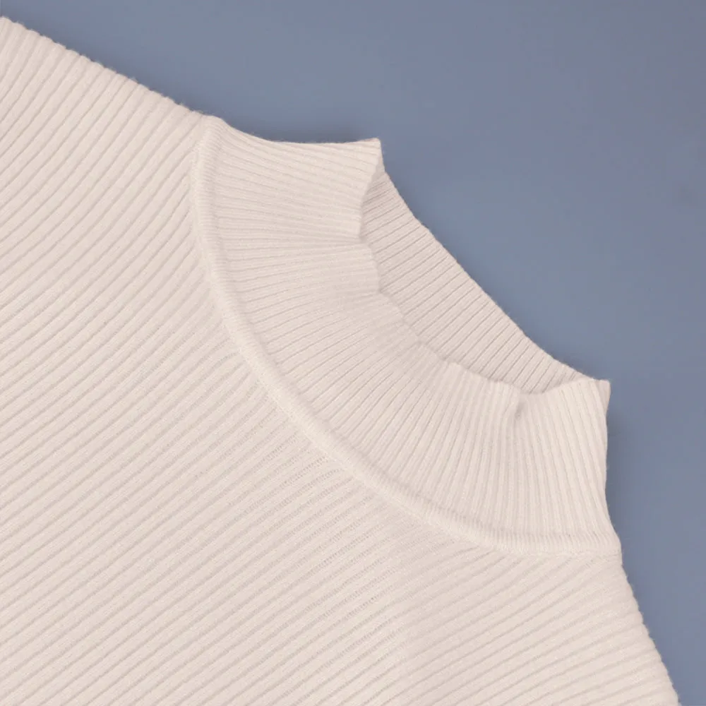 High Collar Bow Knot Backless Knit Sweaters White