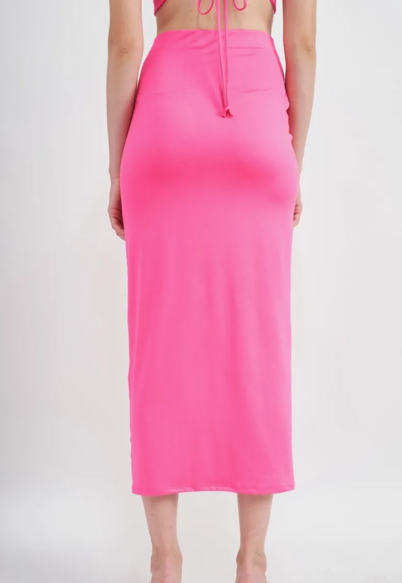 High Waist Tie Maxi Skirt
