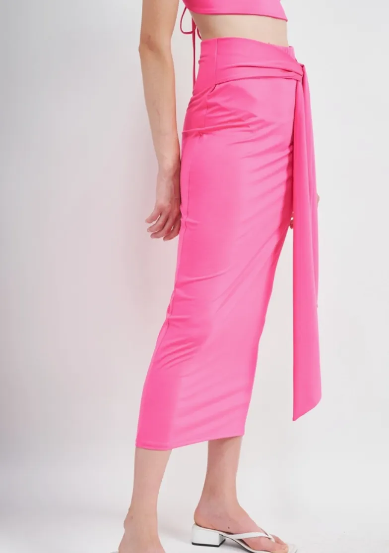 High Waist Tie Maxi Skirt