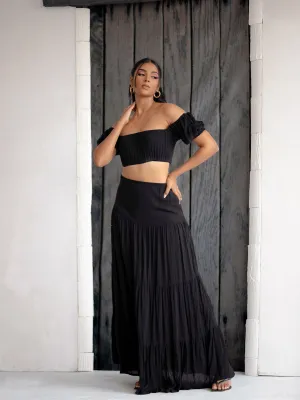High Waist Tiered Maxi Skirt