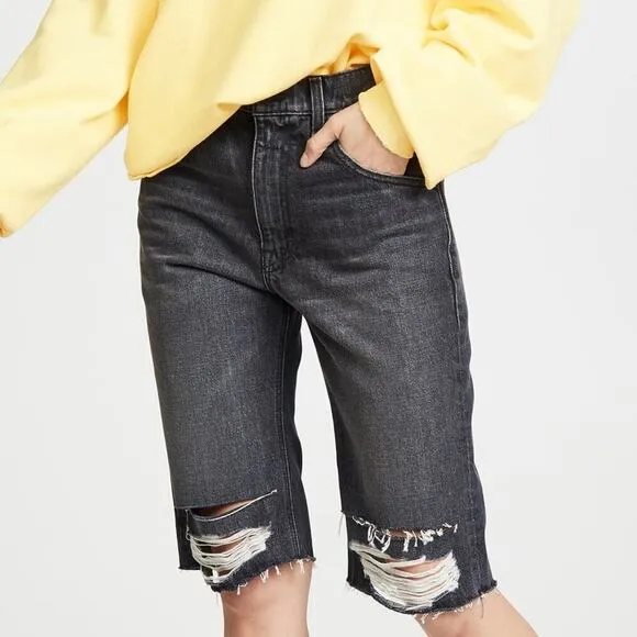 Hudson Sloane Long Cut-Off Distressed Shorts NWT