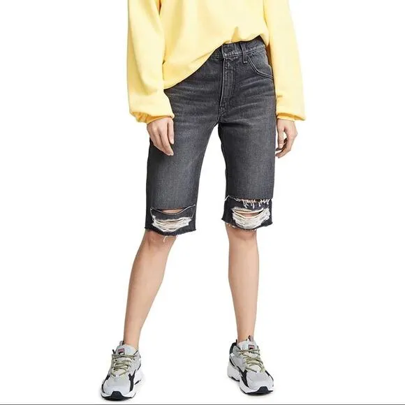 Hudson Sloane Long Cut-Off Distressed Shorts NWT