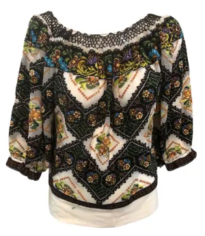Hungarian 1970s Heavily Hand Embroidered Folk Blouse