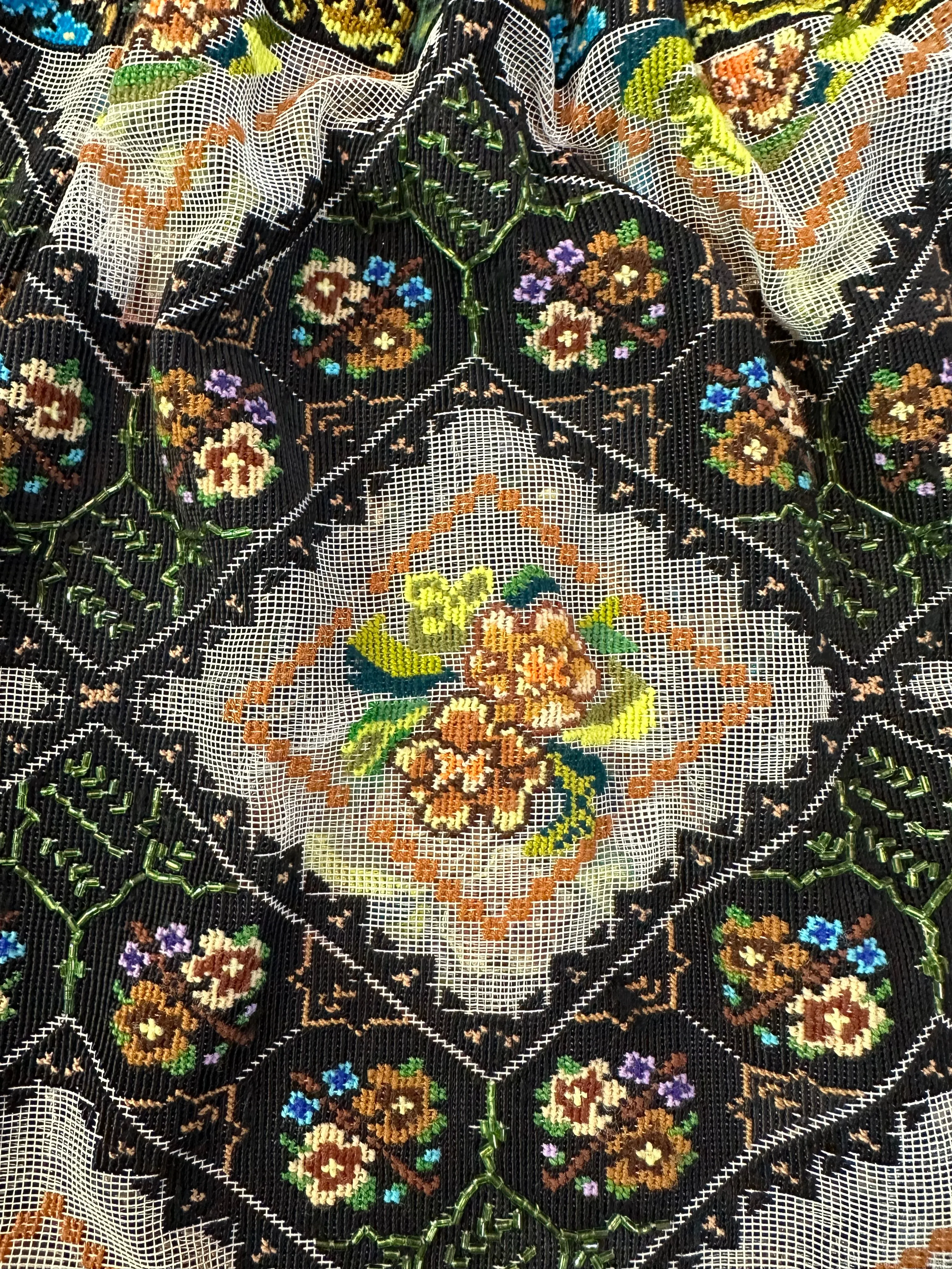 Hungarian 1970s Heavily Hand Embroidered Folk Blouse