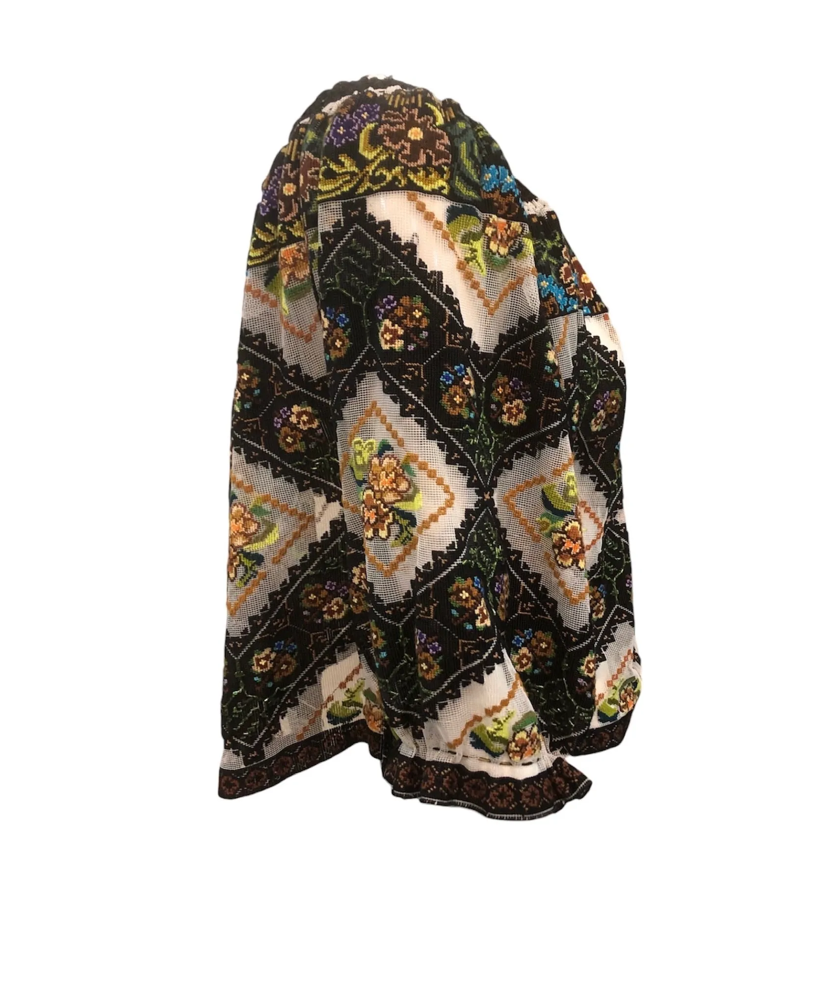 Hungarian 1970s Heavily Hand Embroidered Folk Blouse