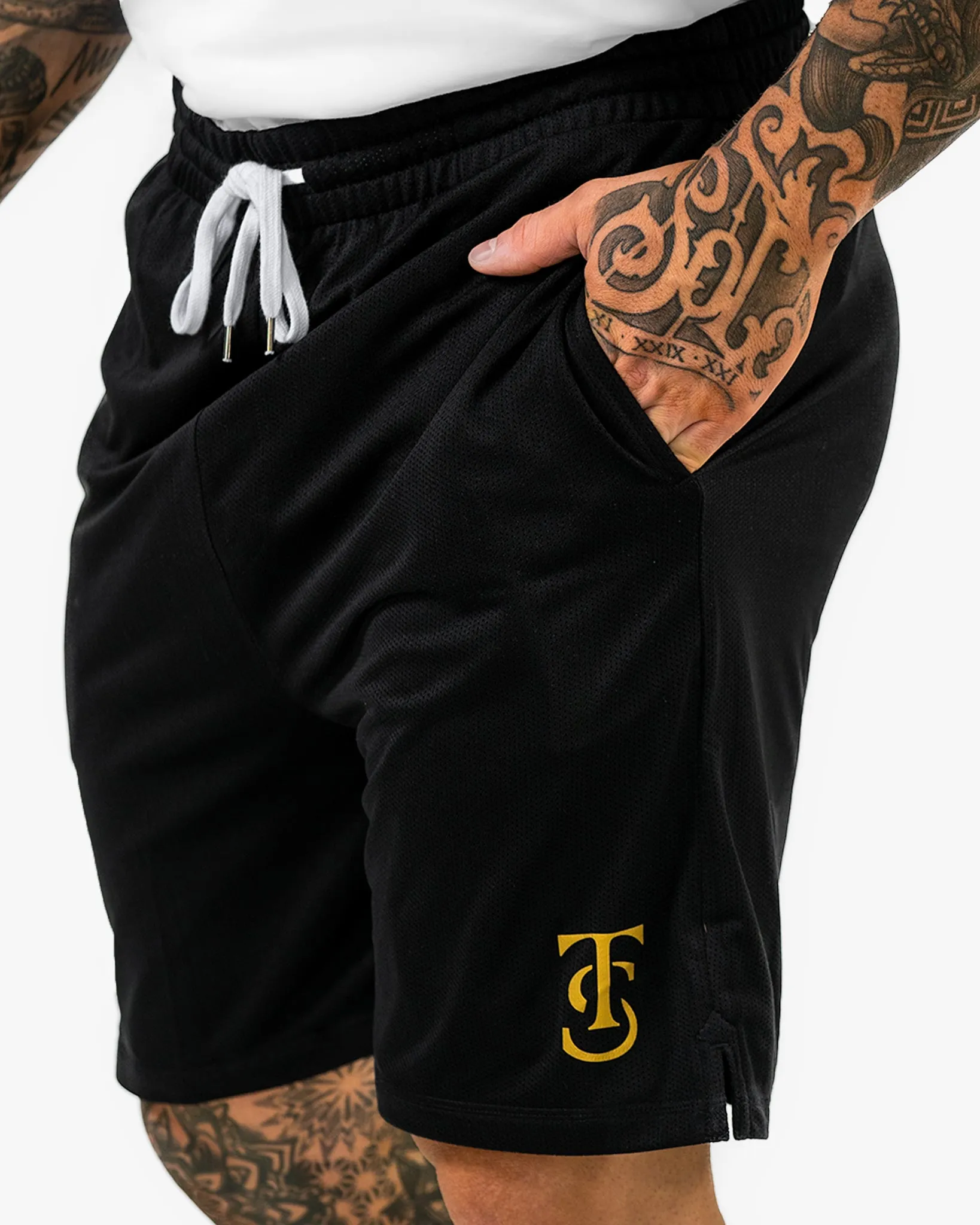 Icon Court Shorts - Black w/ Gold