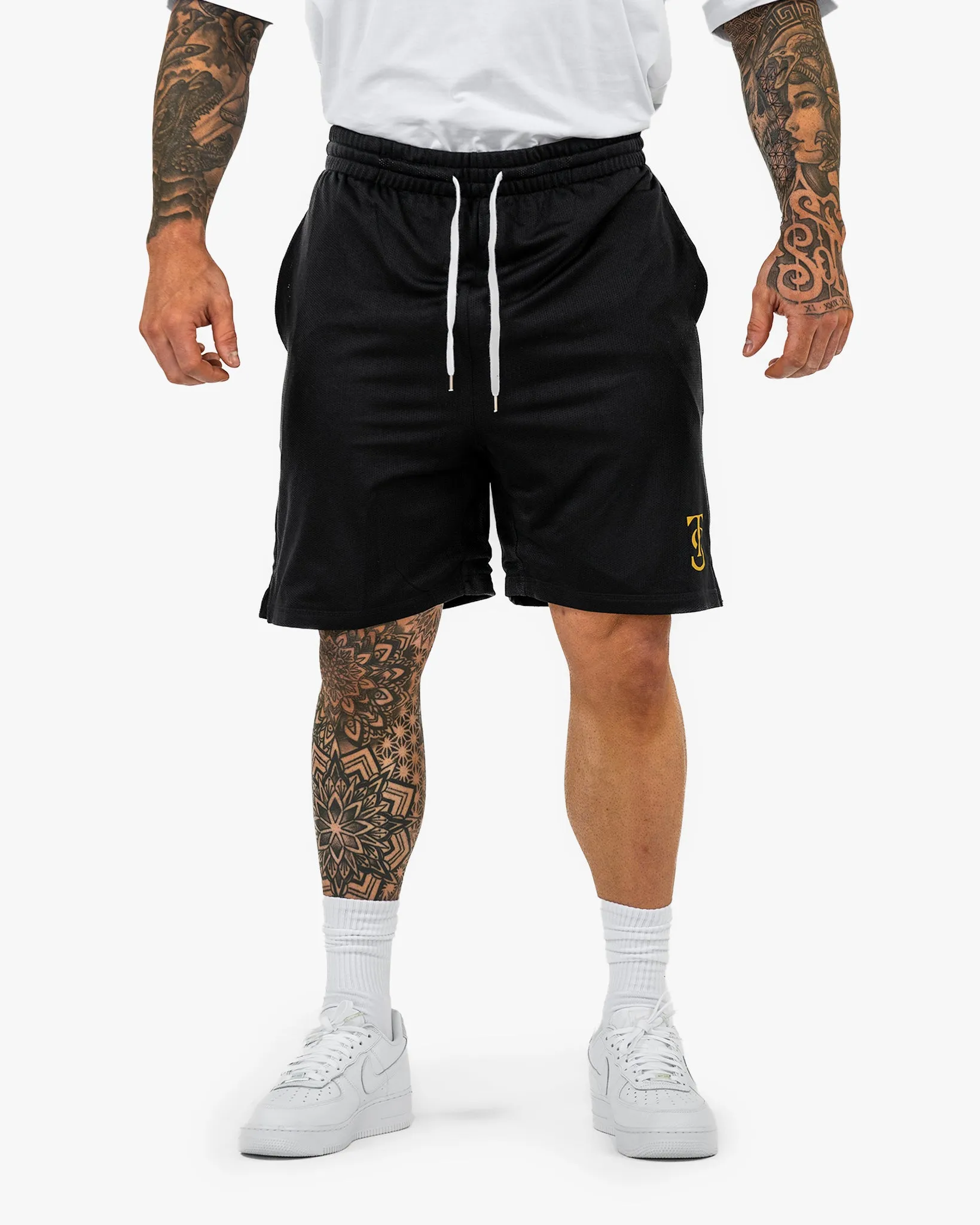 Icon Court Shorts - Black w/ Gold
