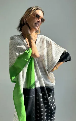 Ikat caftan with black and green