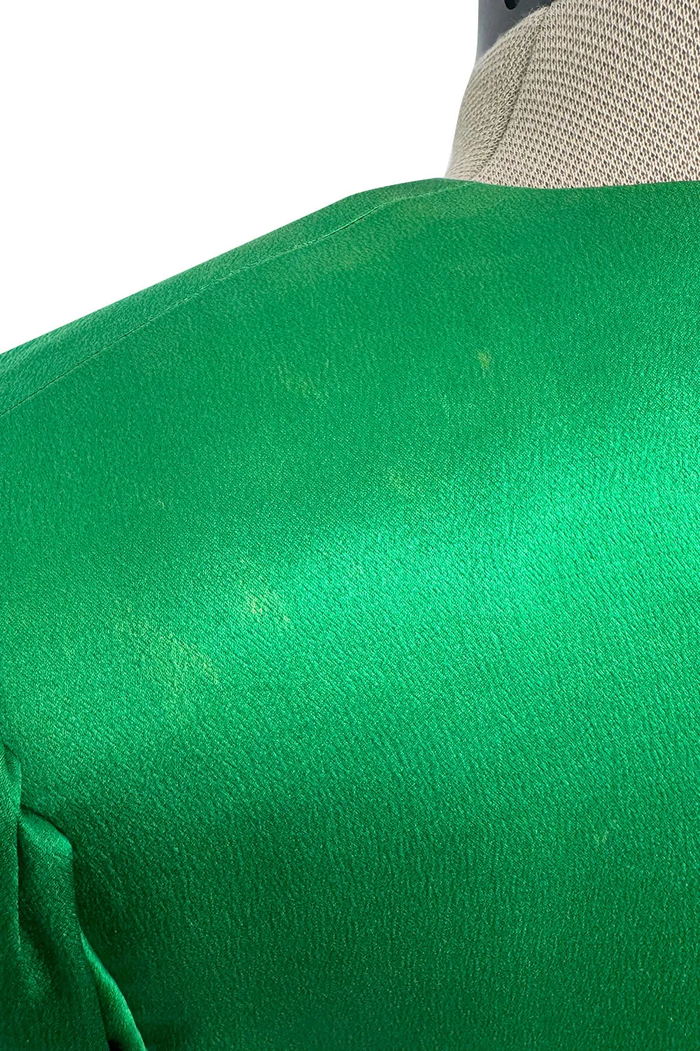 Incredible Spring 1990 Yves Saint Laurent Runway Brilliant Green Jacket w Pink Lining & Black Skirt Set