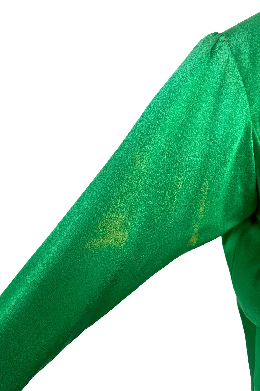 Incredible Spring 1990 Yves Saint Laurent Runway Brilliant Green Jacket w Pink Lining & Black Skirt Set