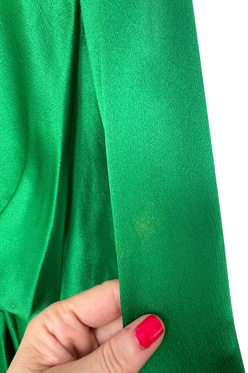 Incredible Spring 1990 Yves Saint Laurent Runway Brilliant Green Jacket w Pink Lining & Black Skirt Set