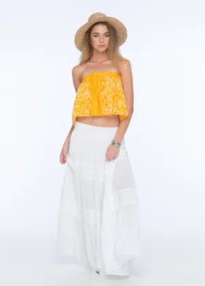 Indah Bari Rayon Maxi Skirt | White