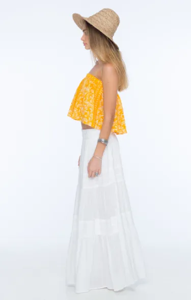 Indah Bari Rayon Maxi Skirt | White