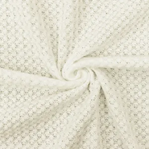 Ivory Solid Stretch Poly Blend Thermal Waffle Knit Fabric