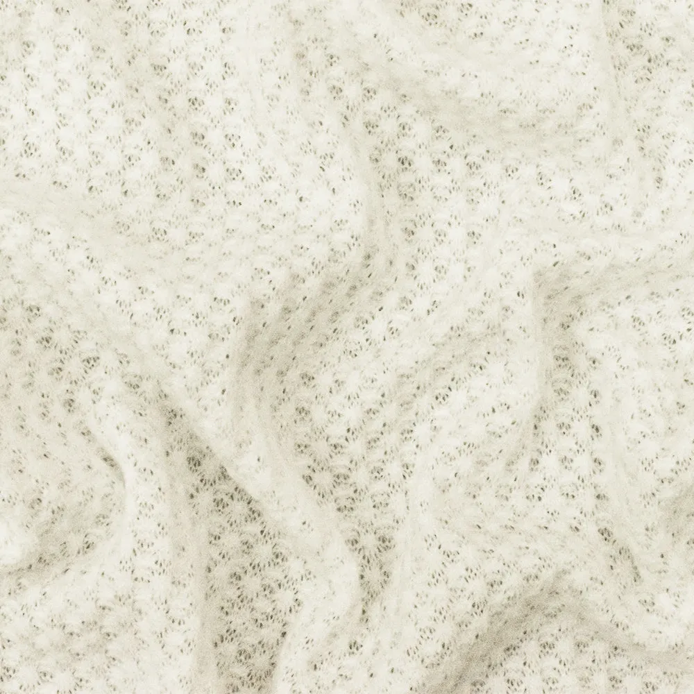 Ivory Solid Stretch Poly Blend Thermal Waffle Knit Fabric