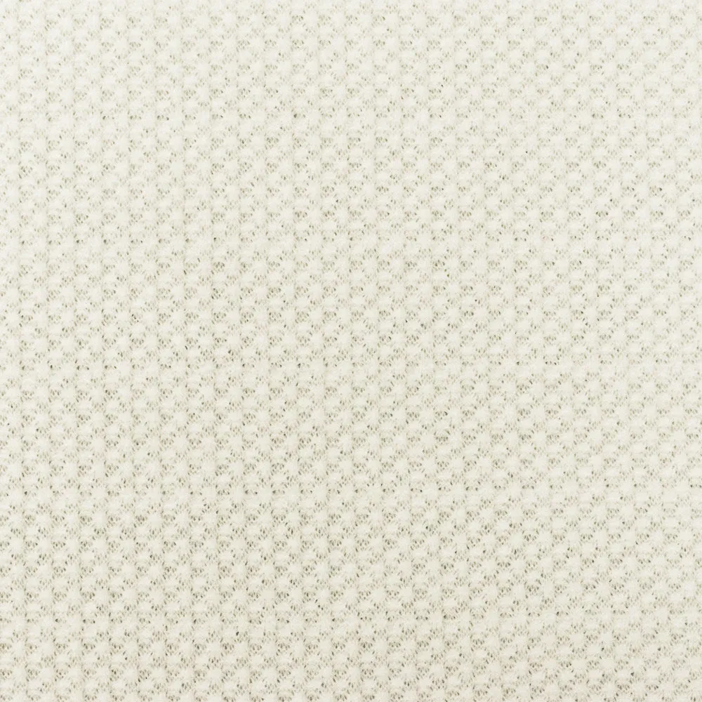 Ivory Solid Stretch Poly Blend Thermal Waffle Knit Fabric