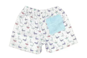 James & Lottie - Conrad Shorts Boats & Birds/Aqua Polo