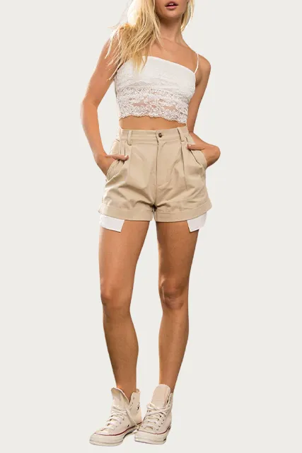 JANE EXPOSED-POCKET COTTON-TWILL SHORTS