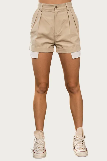 JANE EXPOSED-POCKET COTTON-TWILL SHORTS