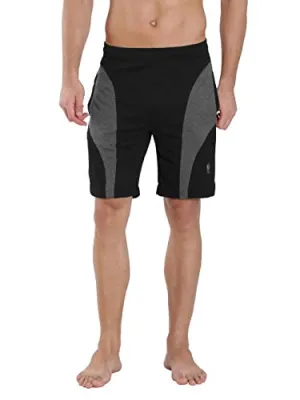 Jockey Men's Cotton Shorts (9411_Black and Charcoal Melange_Small)