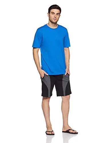 Jockey Men's Cotton Shorts (9411_Black and Charcoal Melange_Small)