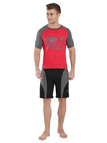 Jockey Men's Cotton Shorts (9411_Black and Charcoal Melange_Small)